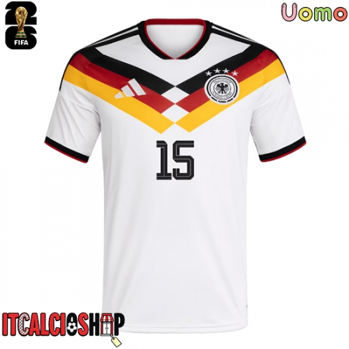 Germania Nico Schlotterbeck #15 Prima Maglia Mondiali 2026 Manica Corta